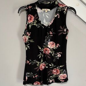 Black and Pink Floral Blouse